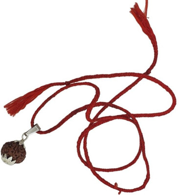 Fine Creation 7 Mukhi Rudraksha Nepali Seven Face Rudraksha Metal Capped Silver Wood Pendant