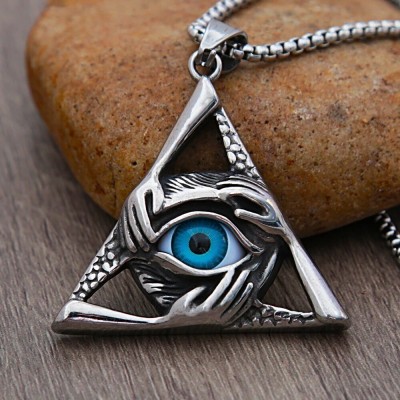 kazare Men Pendant | Evil Eye Locket | Locket For Boy | Chain Locket For Him Rhodium Alloy