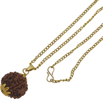Haven gemsstone Purest Astrological Original Natural 6 Mukhi/six Faced Nepali Rudraksha Pendant Gold-plated Beads Brass, Wood Locket