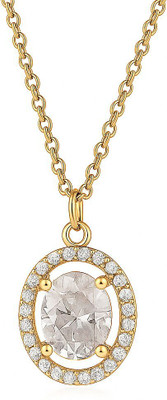 Nilu's Collection Nilu’s Collection Gold Plated Oval Pendant with AD Stones For Women and Girls Copper Pendant