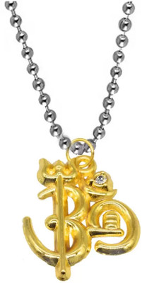 M Men Style Lord Shiv Shree Ganesh Locket With Chain Gold-plated Brass Pendant Necklace Gold-plated Brass Pendant