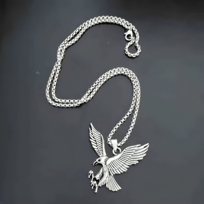 P R Production Stylish War Eagle Flying Pendant for Boys & Girls Sterling Silver Silver Alloy Locket