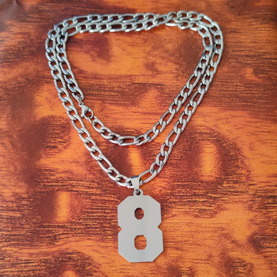 Shiv Jagdamba Personalized Bikers Jewelry Sports Jersey No.8 With Chain PendantNecklace Sterling Silver Stainless Steel Pendant
