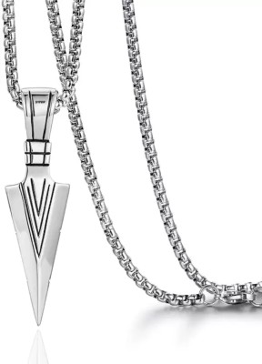 VIANSH High Polished The Silver Arrow Pendant for Men and Boys Stylish Biker/Party Wear Stainless Steel Locket