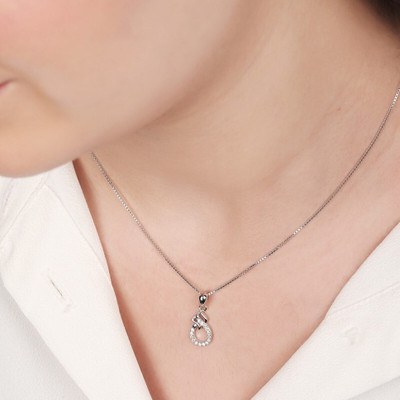 ZAVYA Embraced Eternal Sparkle Rhodium Cubic Zirconia Sterling Silver Pendant Set