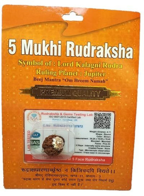 The Vaidik 5 Mukhi Rudraksha Brown Certificate Lab Test with Metal Silver Capping Silver Wood Pendant