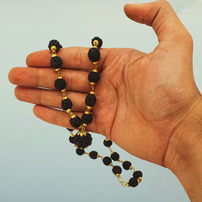 Kuttumb Gems & Jewels Natural Panch mukhirudraksha cap mala Gold-plated Beads Brass, Alloy Pendant Set