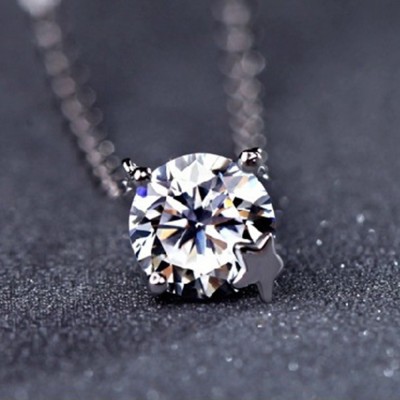 MYKI Elegant Pendants With chain For women & girls Silver Cubic Zirconia Stainless Steel Pendant