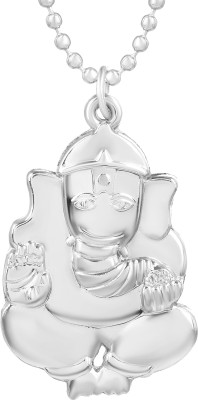 memoir Brass Silverplated Reversible Ganpati Ganesh Chain pendant Silver Brass Pendant Set