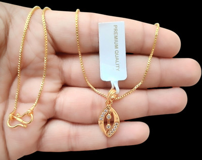 DIVS FASHION UNIQUE SHAPED PENDANT WITH BOX CHAIN Gold-plated Brass Pendant Set