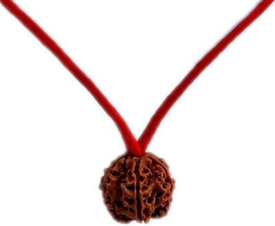 Shivtantra Rudraksham 5 Mukhi Rudraksha Beads with Red thread Wood Pendant