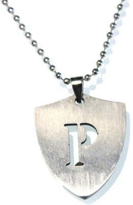 La Belleza Stainless Steel Alphabet Letter Chain Pendant unisex M, Stainless Steel Rhodium Alloy Locket Set