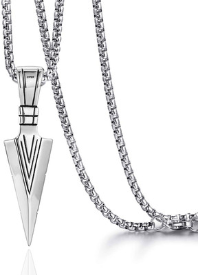 Paladiya Krafts High Polished The Silver Arrow Pendant for Men and Boys Stylish Biker/Party Wear Silver Stainless Steel Pendant