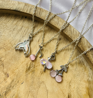 Sonisirani Set Of 4 Classy Trendy Aesthetic Silver Charm Pendant Necklace Silver Alloy Pendant