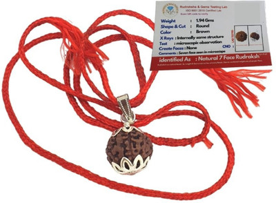 JangraBro 7 Mukhi 7 Faced Nepali Rudraksha Pendant Positive Effect For Both Men & Women Silver Wood Locket Set