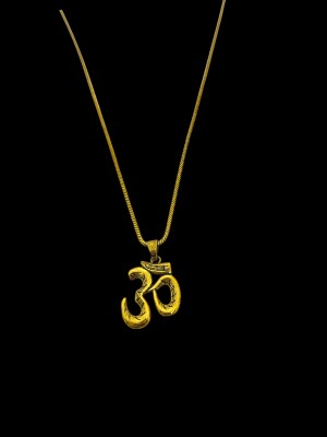 PINKCITY SHOPEE UNIQUE TRENDY OM PREMIUM GOLD STYLISH HAND-MADE DESIGN PENDANT WITH CHAIN Brass Locket Set