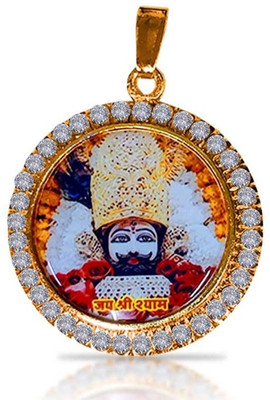 JS Enterprises JAR545 Round Shape Diamond Nug Khatu Shyam/Barbarika Ji Locket Pendant Necklace Stainless Steel Pendant Set