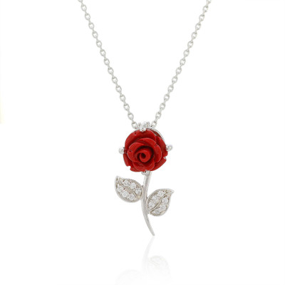 FABUNORA Unique Gift for Daughter from Father - Pure Silver Red Rose Necklace Gift Set Silver Sterling Silver Pendant