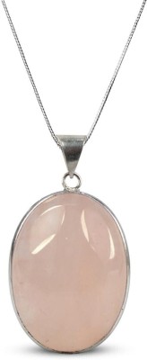 REIKI CRYSTAL PRODUCTS Natural Rose Quartz Oval Shape Pendant Locket with Metal Chain for Unisex Quartz Crystal Pendant