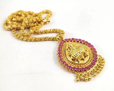 AFJ GOLD One Gram Micro Gold Plated Traditional Trendy Designer Dollar Chain. Ruby Gold-plated Plated Copper Chain Set
