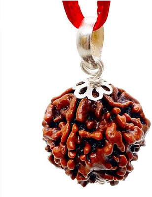 RIKIJAZ Certified 4 Mukhi Rudraksha Pendant Nepali Four Face Rudraksha with Lab Report Silver Wood Pendant