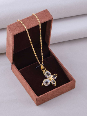 Divastri Gold Plated chian and pendant set Gold-plated Brass Pendant Set