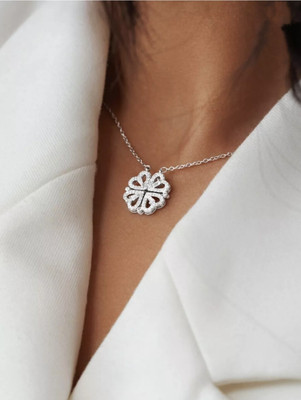 Vedansh Piyush Enterprises Stylish Silver Plated Four Heart Pendant Sterling Silver Cubic Zirconia Alloy Pendant