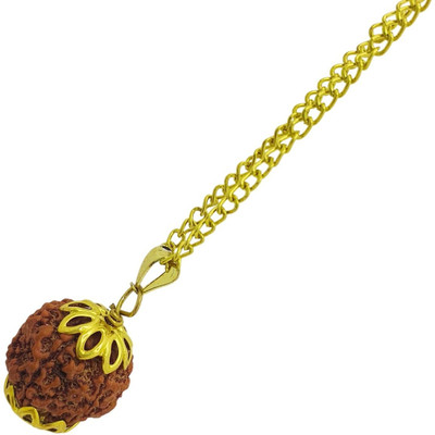Kripalu store Original 05 five Mukhi Rudraksha/Natural 05 Face Rudraksha Gold-plated Beads Brass, Wood Locket