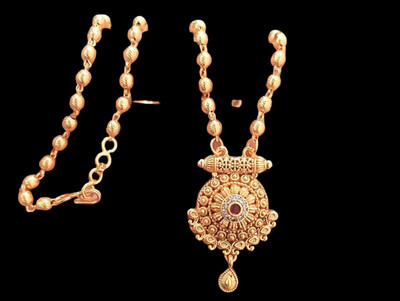 DIVS FASHION GOLDEN NECKLACE WITH STYLISH GOLDEN PEARL Gold-plated Brass Pendant