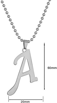BHAGWATIITRADER collections Silver Name English Alphabet 'A' Letter Locket Pendant Necklace Metal Locket Set