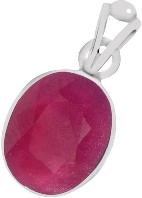 Gemzonite Certified Natural Ruby Pendant/Locket Pukhraj Stone For Men & Women Silver Ruby Brass Pendant Set
