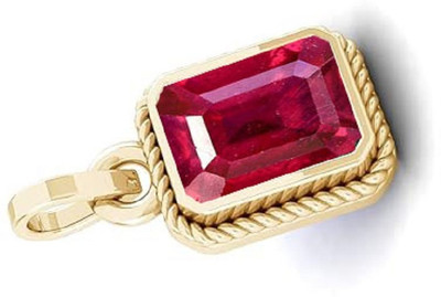SIDHGEMS Natural 13.25 Ratti Natural Ruby Manik Ashtadhatu Pendan Gemstone Gold-plated Ruby Brass Pendant