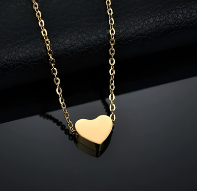 Kanak Jewels Modern Gold Heart Necklace with Simple Chain, Elegant and Stylish Gift Gold-plated Brass Pendant
