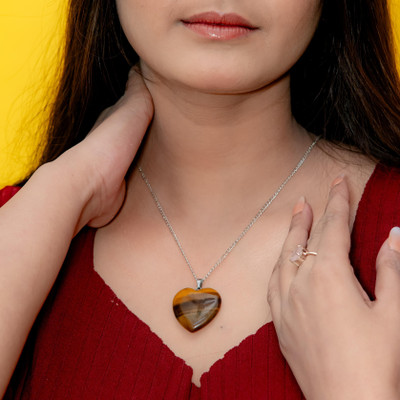 Zenn Aura Tiger's Eye Heart Pendant | Heart of Courage Crystal Pendant