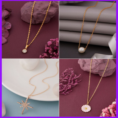 ELCETRATD JEWELLERY Shimmering beautiful pack of 5 pendant and locket set for women and girls Gold-plated Alloy Locket Set