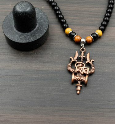 RKGCraft Shiv Trishul Moti Mala Pendant For Boy and Girl, Chain Pendant Gold-plated Pearl Alloy, Stainless Steel Locket Set