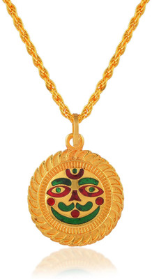 morir Gold Plated Brass Salasar Balaji Hanuman Ji Maharaj Pendant Locket with Chain Gold-plated Brass Pendant Set