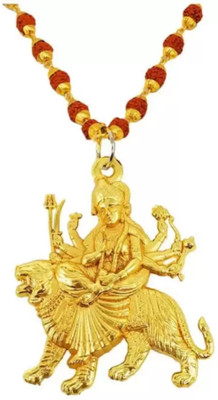 braj bazar rudraksha gold plated cap mala Rudraksha Chain with mata rani locket Gold-plated Beads Brass Pendant Set