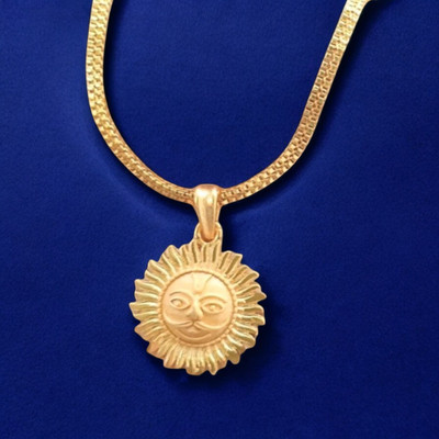 DHYANA COLLECTION SURYA GOLD PENDANT WITH CHAIN Gold-plated Diamond Brass Pendant Set