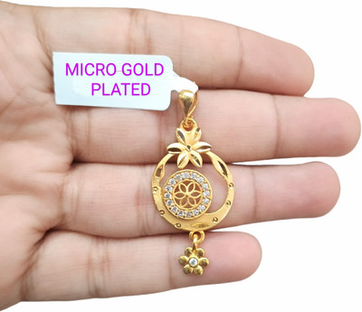SAPNAPALACE YELLOW GOLD DIMONDS PENDANT WITH MICRO GOLD PLATED Gold-plated Cubic Zirconia Brass Locket