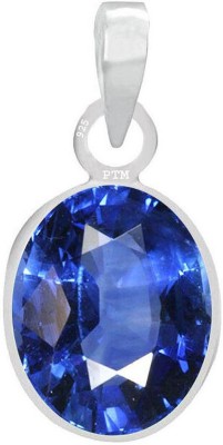 PTM Blue Sapphire/Neelam 6.25 Ratti or 5.5 Ct Gemstone Men & Women bis Hallmark 925 Sterling Silver Stone Pendant