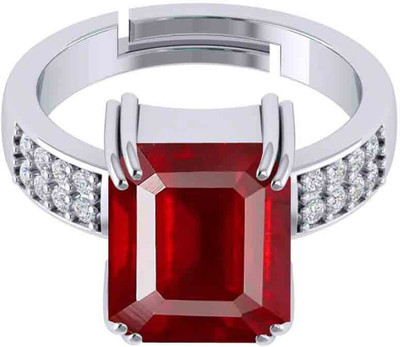 SIDHGEMS 13.25 Ratti 12.00 Carat Natural Ruby Stone Manik Ring Adjustable Panchdhatu Ring Brass Ruby Silver Plated Ring