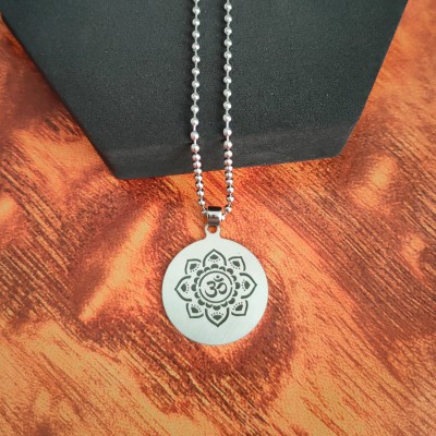 Sullery l Aum Om Yoga Hindu Spiritual Amulet Charm Locket With Chain Sterling Silver Stainless Steel Pendant