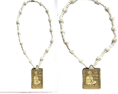 Green Spiritual Shri Bageshwar Dham Tulsi Kanthi Mala with Tulsi Hanuman ji Locket Combo Wood Pendant