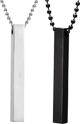 Alviira Stunning Trendy Combo of Silver and Black Ball Bar Pendant for Boys and Men Silver Stainless Steel Pendant