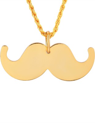 MissMister Brass Goldplated Big and Broad Rajput Sikh Moustache Mooch Fashion Pendant Gold-plated Brass Pendant Set