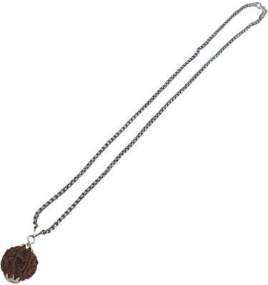 Dayalu Store Original 6 Mukhi Nepali Rudraksha six Face Rudraksh Silver Beads Brass, Wood Locket Set