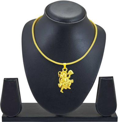 Jagsun lord shree hanuman ji with sneck chain Bajrang Bali Alloy