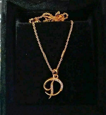 JETWAL D name alphabet letter pendant with Gold Chain for Girls & Women Gold-plated Alloy