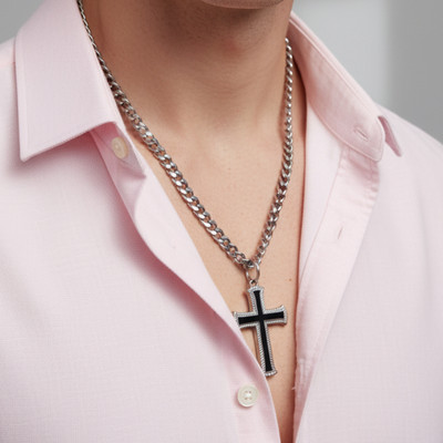 D2Fashion Classic Jesus Cross Pendant for Boys | Christian Faith Necklace Metal Pendant